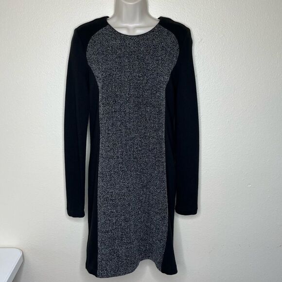 Lou and Grey Colorblock Gray Tweed Look Front Panel Black Sweater Dress Women XS - Picture 13 of 13
